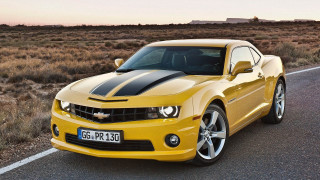 Yellow car black stripe desert - a road in the desert free wallpaper
