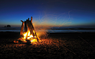 Campfire bright yellow flame night - a beach free wallpaper