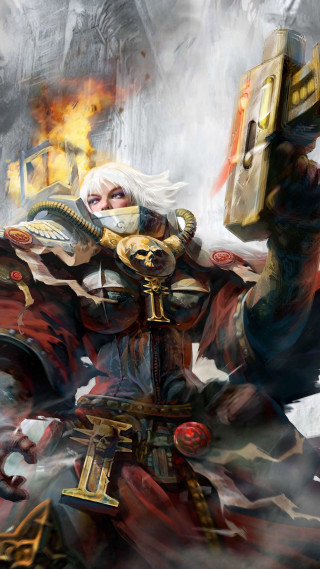 Woman sword armor box fire - warhammer free wallpaper