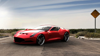 Red sports car parked road 3 - bernardo cavallino free wallpaper