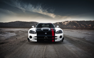 White sports car red stripe 9 - a dirt road in front free wallpaper