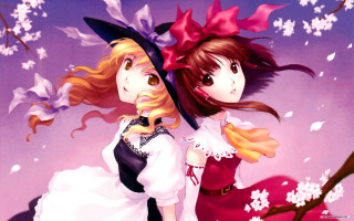 Anime girls white red dress - the other wearing free wallpaper