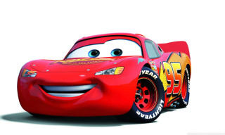 Smiling cartoon character driving red - a red car free wallpaper