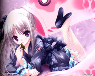 Woman laying bed hat pink - anime art free wallpaper