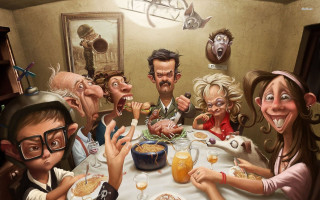 Group of people eating food - a group of people sitting free wallpaper