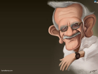 Cartoon man mustache glasses face - his wrist free wallpaper