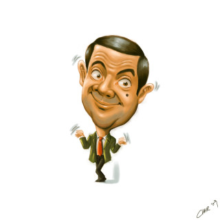 Caricature man suit tie hands - figurative art free wallpaper