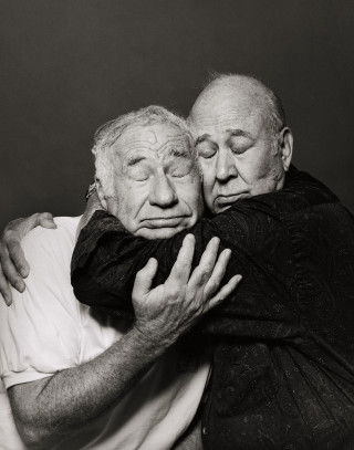 Elderly men hugging black white - stuckism free wallpaper