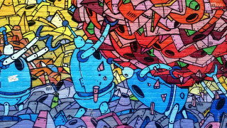 Colorful mural animals graffiti blue - public works mural free wallpaper