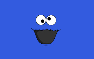 Blue cartoon face big eyes - a black nose free wallpaper