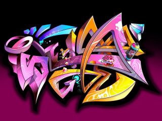 Colorful graffiti purple black funk - graffiti paint free wallpaper