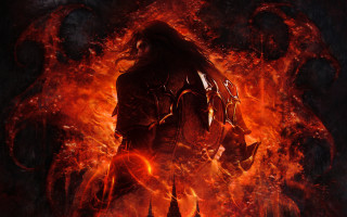 Woman black outfit fire demon - elden ring free wallpaper