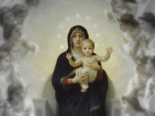 Woman child angels star painting - fra angelico free wallpaper