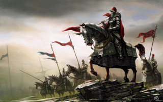 Knight on horse other knights - a painting of a knight free wallpaper