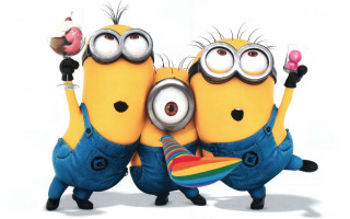 Minions ice cream donut rainbow 2 - cute free wallpaper