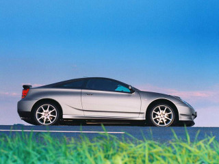 Silver sports car grass blue - the side of the road free wallpaper