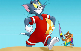 Cartoon cat running kite dog - loony toon free wallpaper