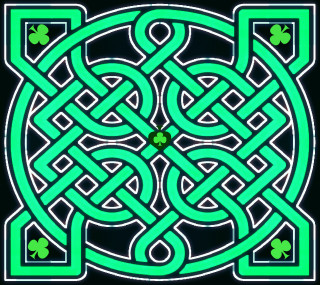 Green celtic design shamrocks black - computer art free wallpaper