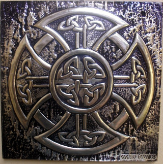 Metal artwork cross two crosses - a wall in a room free wallpaper