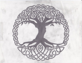 Tree knot leaves drawing roots - concept design free wallpaper