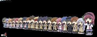 Anime girls line heads turned - a line free wallpaper