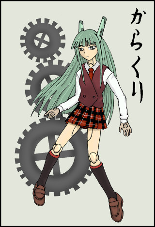 Girl green wig school uniform - front free wallpaper
