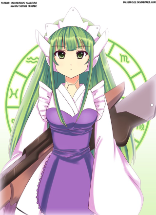 Girl green hair gun knife - purple free wallpaper
