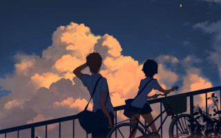 Two people bike looking sky - two person free wallpaper