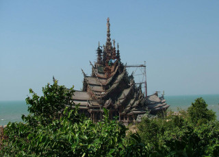 Large building tower ocean trees 2 - a tower free wallpaper