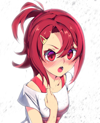 Girl red hair crown posing - an anime drawing free wallpaper