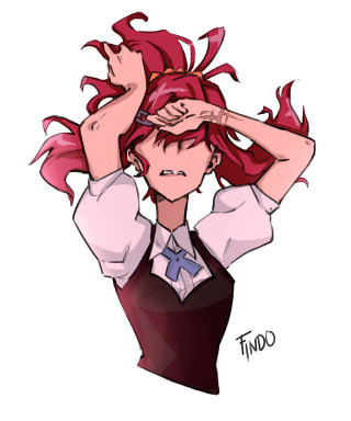 Girl red hair tie head - her hand behind her head free wallpaper