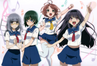 School girls musical notes microphone - musical free wallpaper