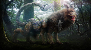 Large animal horns forest trees - a large head free wallpaper