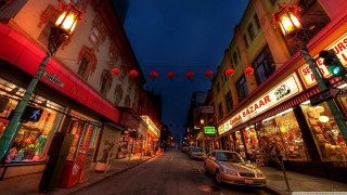 Car parked street storefront night - night time free wallpaper for desktop