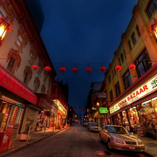 Street cars night red lanterns - night time free wallpaper