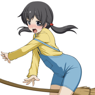 Ayako rokkaku girl broom portrait - the ground free wallpaper