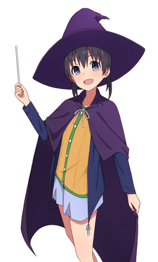 Woman witch costume wand hat 2 - a purple cape free wallpaper