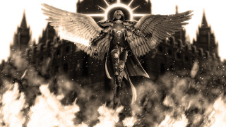 Person with wings and halo 2 - a castle free wallpaper