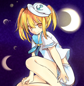 Girl sailor outfit kneeling hat - an anime drawing free wallpaper