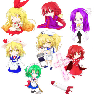 Anime girls colored hair costumes - a pencil free wallpaper