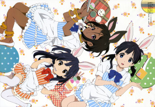 Anime girls bunny ears dresses - poster art free wallpaper