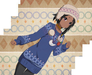 Woman blue dress hat standing - circle free wallpaper