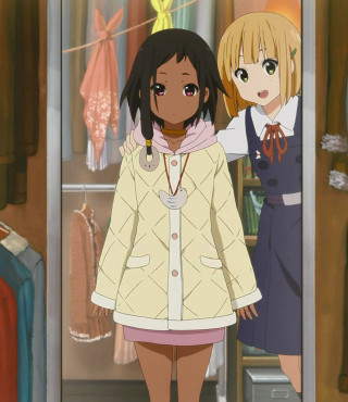 Anime girls closet clothes hanging - concept art free wallpaper