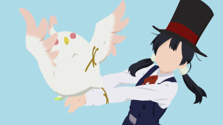 Woman top hat holding bird - pop surrealism free wallpaper
