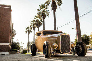 Old fashion car palm trees - ed roth free wallpaper