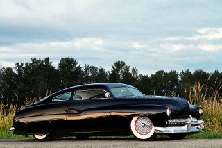 Classic car parked field trees - a classic car free wallpaper