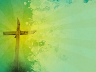 Cross green yellow sunburst grunge - radiant free wallpaper