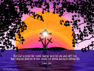 Cross sunset bible verse jesus - radiant free wallpaper