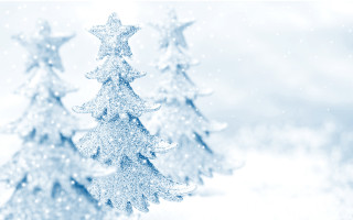 Snow covered trees snowflakes blue - a blue sky background free wallpaper