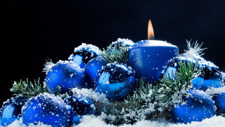 Candle blue candleholder snow pine - a candle free wallpaper